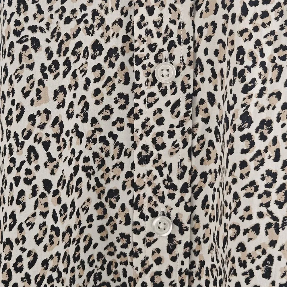 Talbots Plus Petite Leopard Print Button-Down Shirt 3XP 100% Cotton - Picture 5 of 9